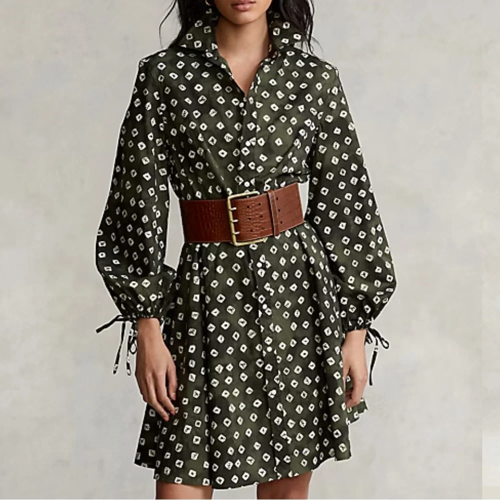 Polo Ralph Lauren Block-Print Tie-Cuff Cotton Shirtdress - Picture 6 of 10